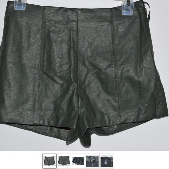 High Rise Faux Leather Green Hotpants Shorts Women sz S by XXI - Picture 1 of 4
